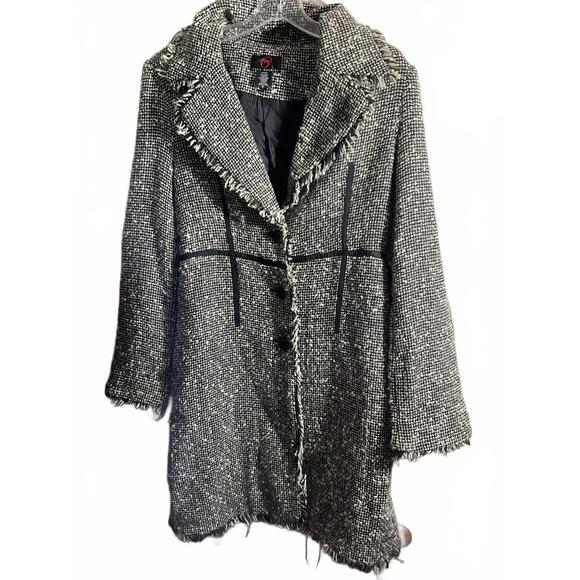 Jackets & Blazers - True Meaning Tweed Coat with Fringe Detail Size Medium